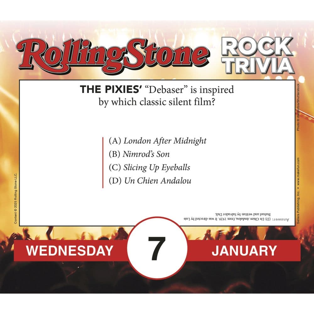 Rolling Stone Rock Trivia 2026 Desk Calendar Second Alternate Image