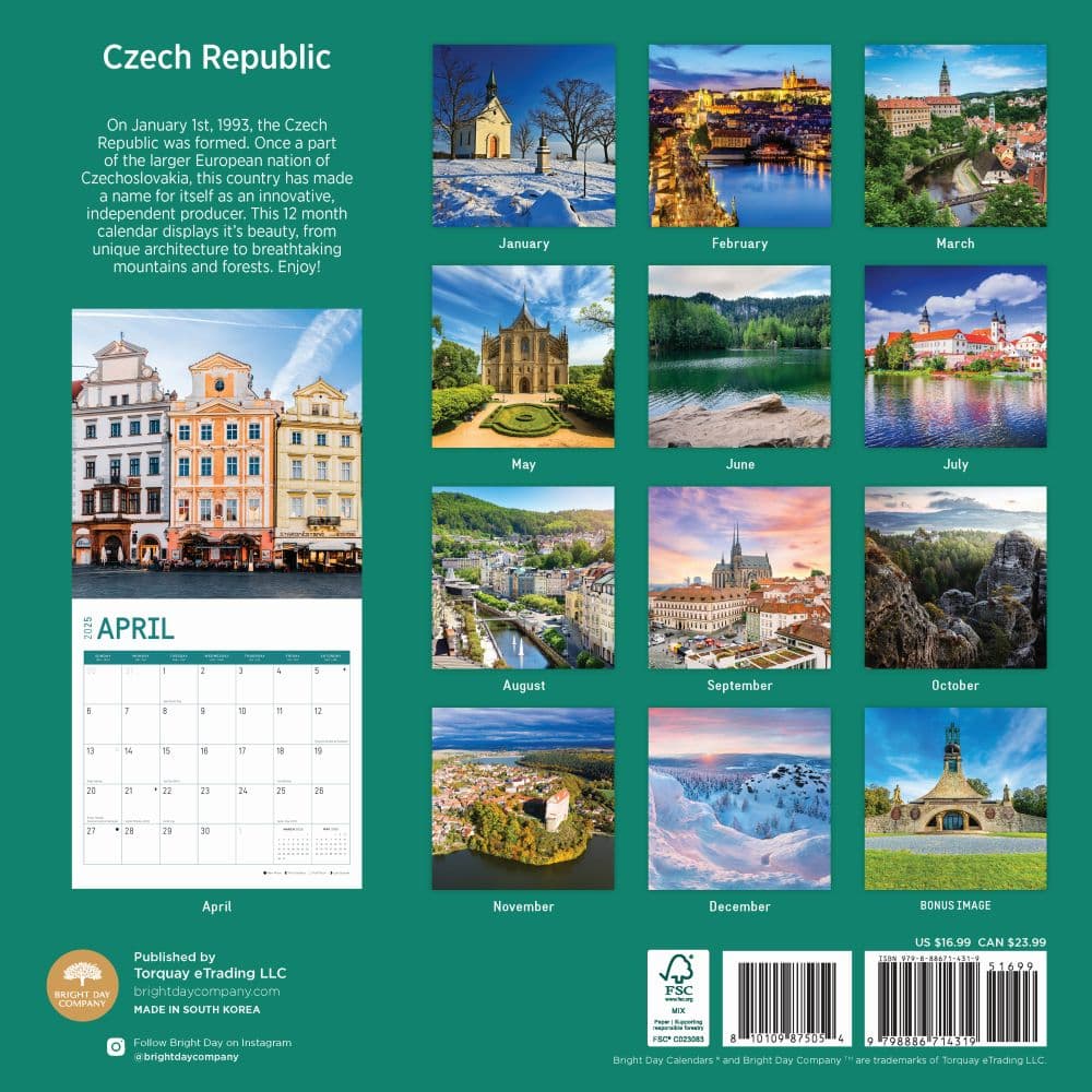 Czech Republic 2025 Wall Calendar First Alternate Image width="1000" height="1000"