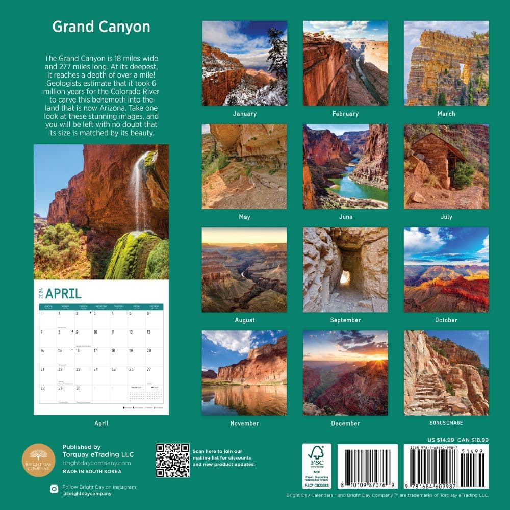 Grand Canyon 2024 Wall Calendar - Calendars.com