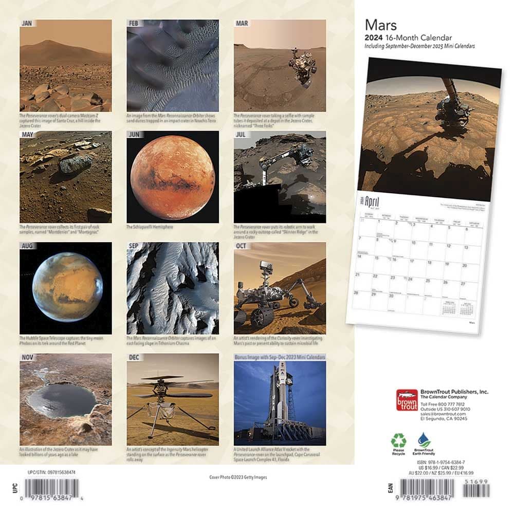 Mars Perseverance 2024 Wall Calendar