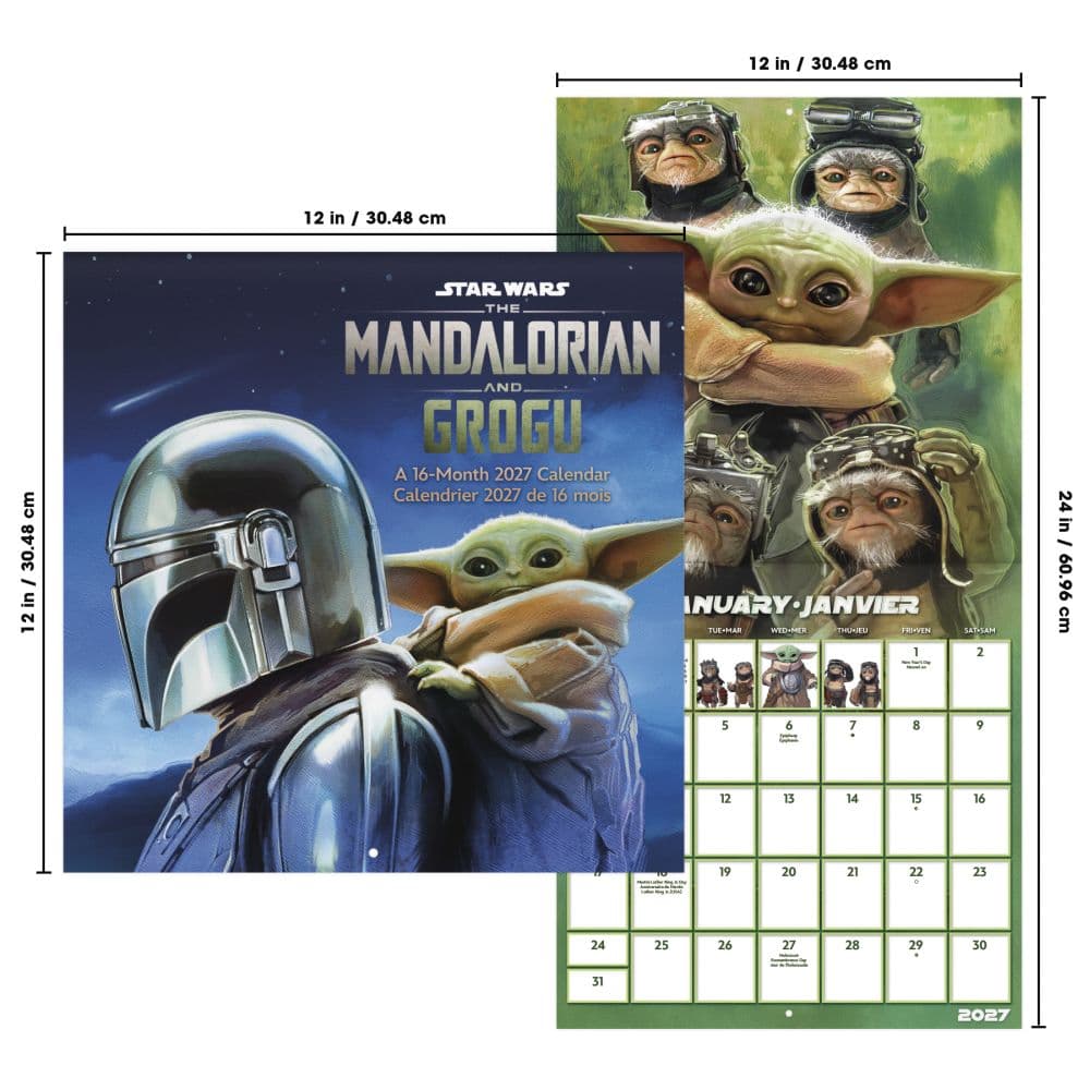 Star Wars The Mandalorian and Grogu Bilingual French 2027 Wall Calendar Sixth Alternate Image