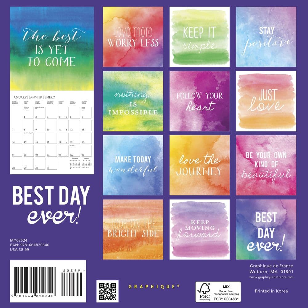 Best Day Ever 2024 Mini Wall Calendar First Alternate Image width=&quot;1000&quot; height=&quot;1000&quot;