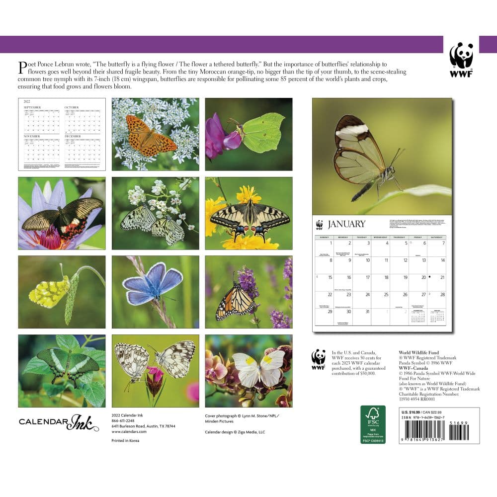 Butterflies WWF 2023 Wall Calendar - Calendars.com