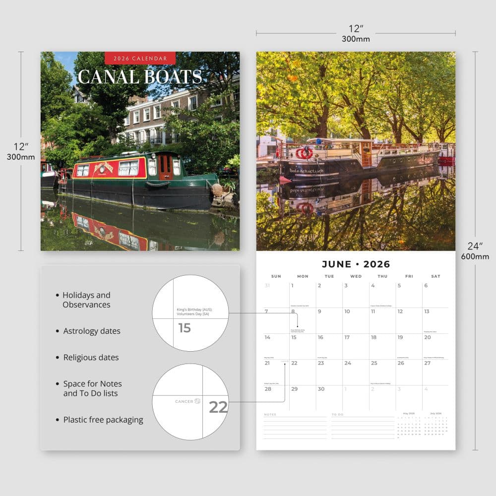 Canal Boats 2026 Wall Calendar Fourth Alternate Image