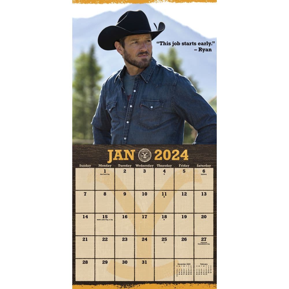 Yellowstone Boys 2024 Wall Calendar Alternate Image 3