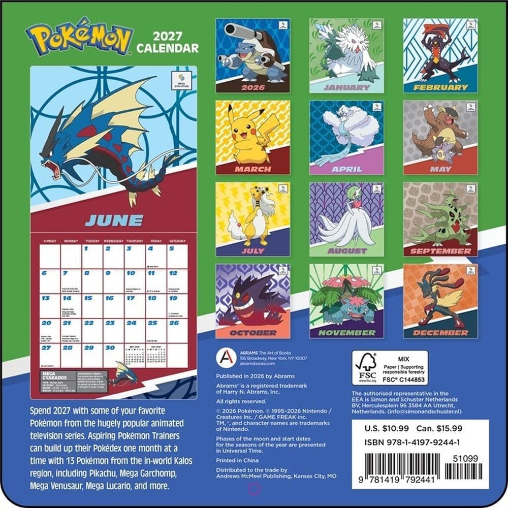 Pokemon 2027 Mini Wall Calendar First Alternate Image