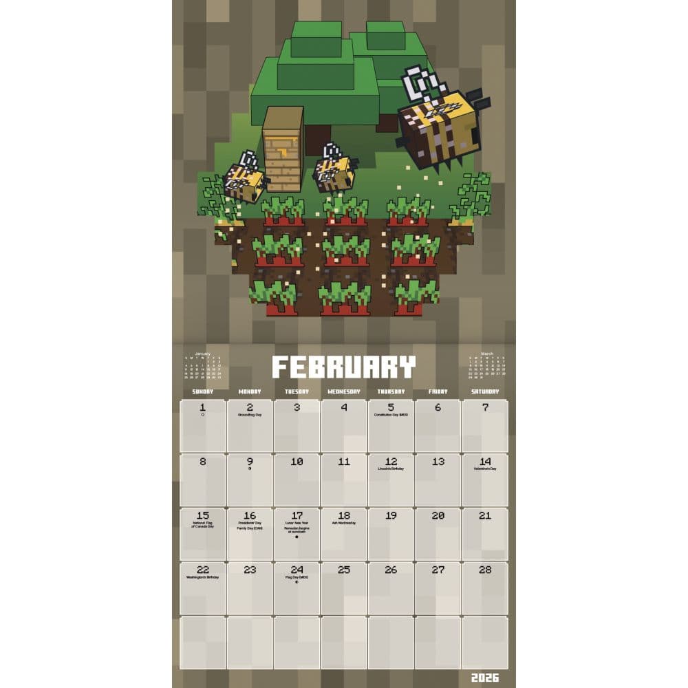 Minecraft Exclusive with Decal 2026 Wall Calendar Third Alternate Image