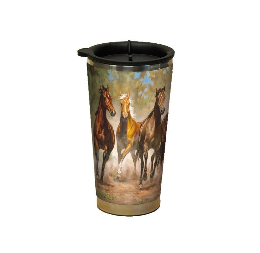 UPC 739744129936 product image for Horses in the Mist Taking Flight Acrylic Travel Mug by William J Saunders | upcitemdb.com