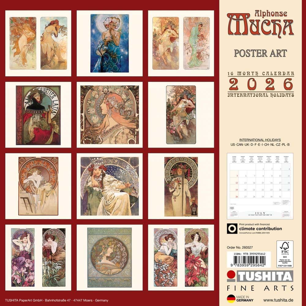 Mucha Poster Art 2026 Wall Calendar First Alternate Image