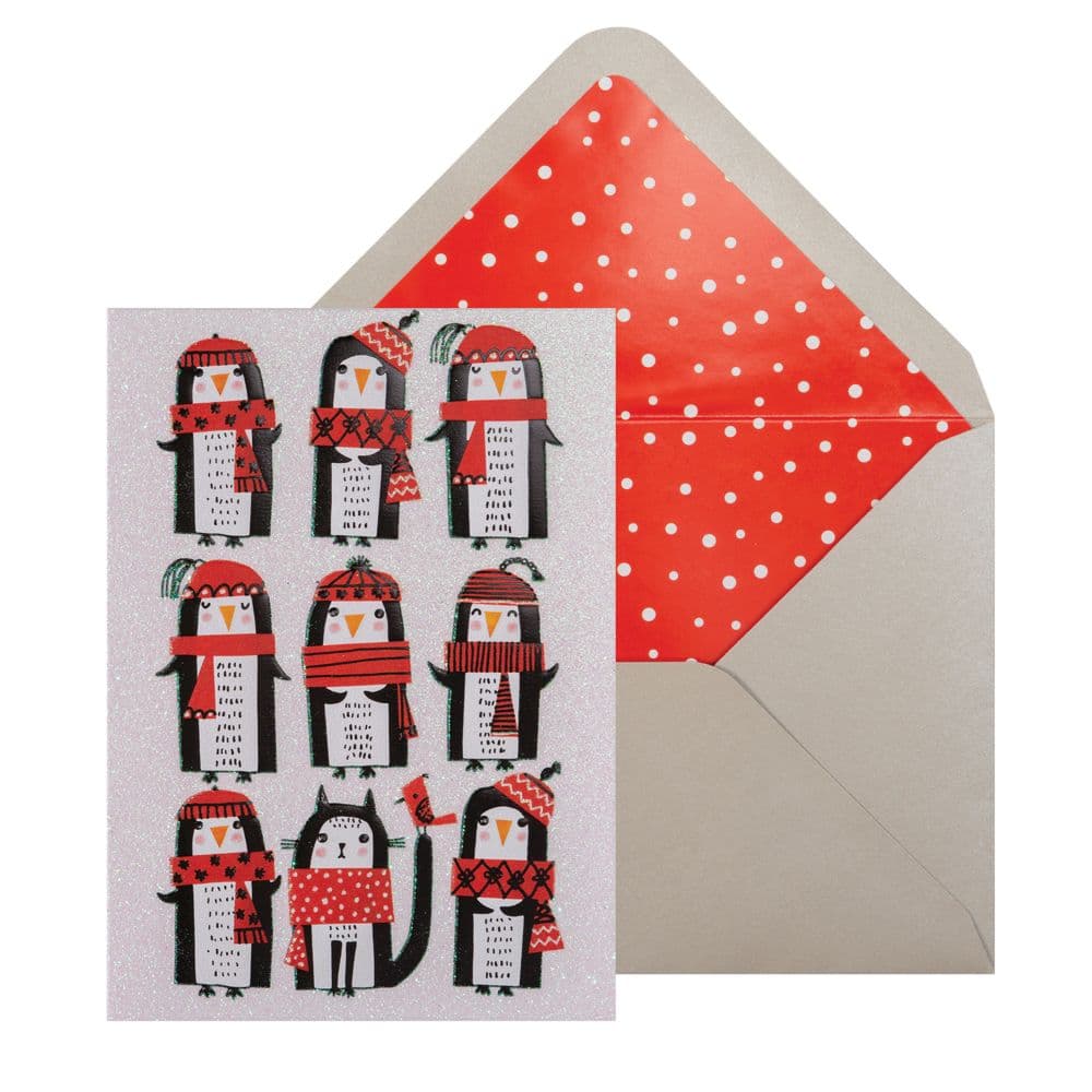 Penguins and Cat 8 Count Boxed Christmas Cards Main Product Image width=&quot;1000&quot; height=&quot;1000&quot;