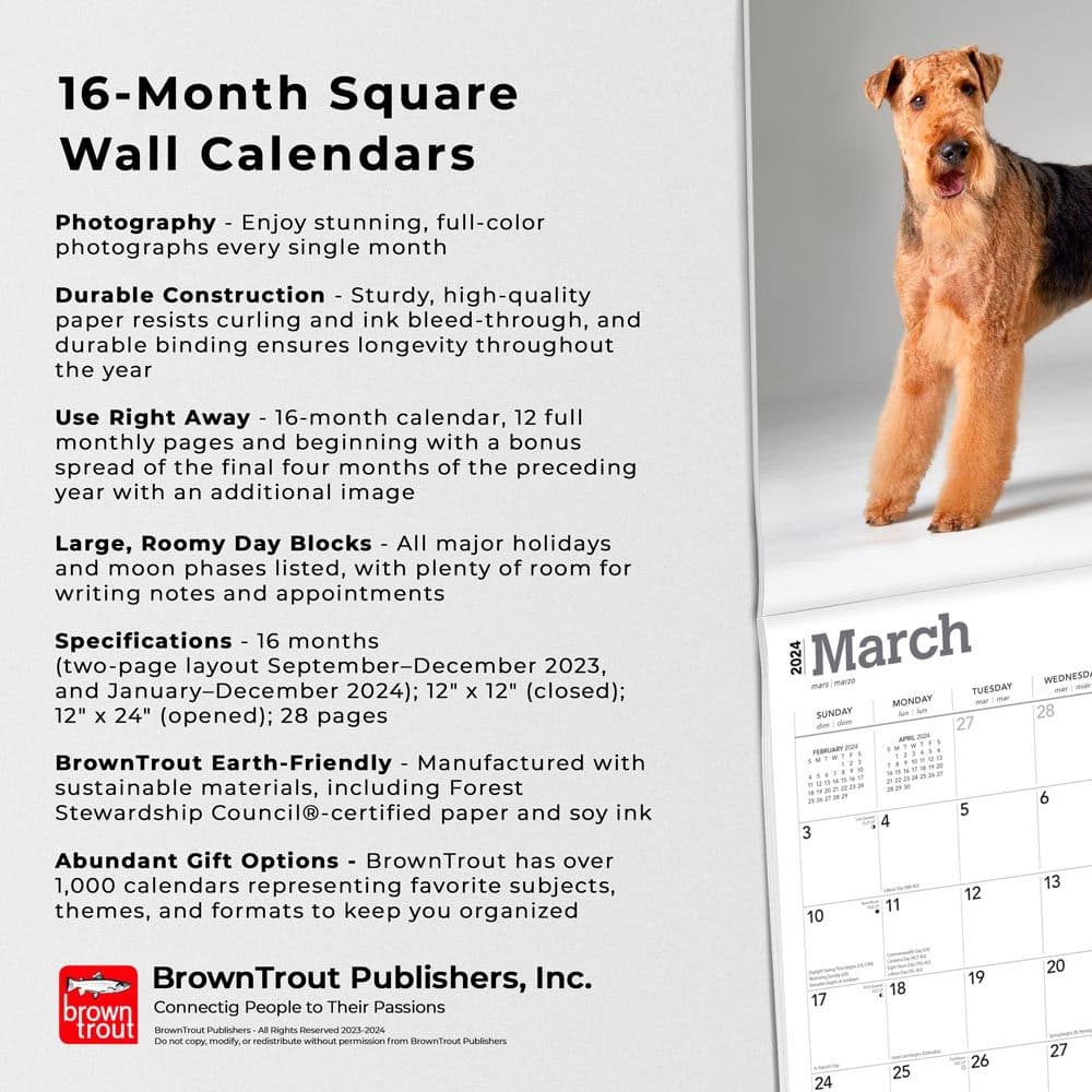 Airedale Terriers 2025 Wall Calendar