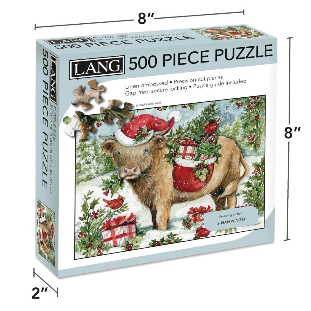 Holiday Highland Cow 500 Piece Puzzle Fourth Alternate Image
