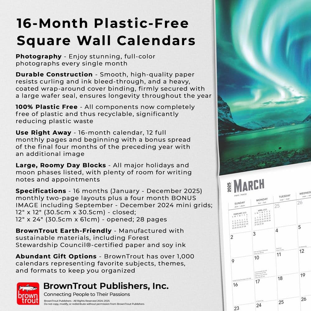 Aurora Borealis 2025 Wall Calendar
