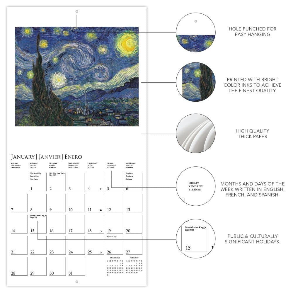 Van Gogh 2025 Mini Wall Calendar Alt3