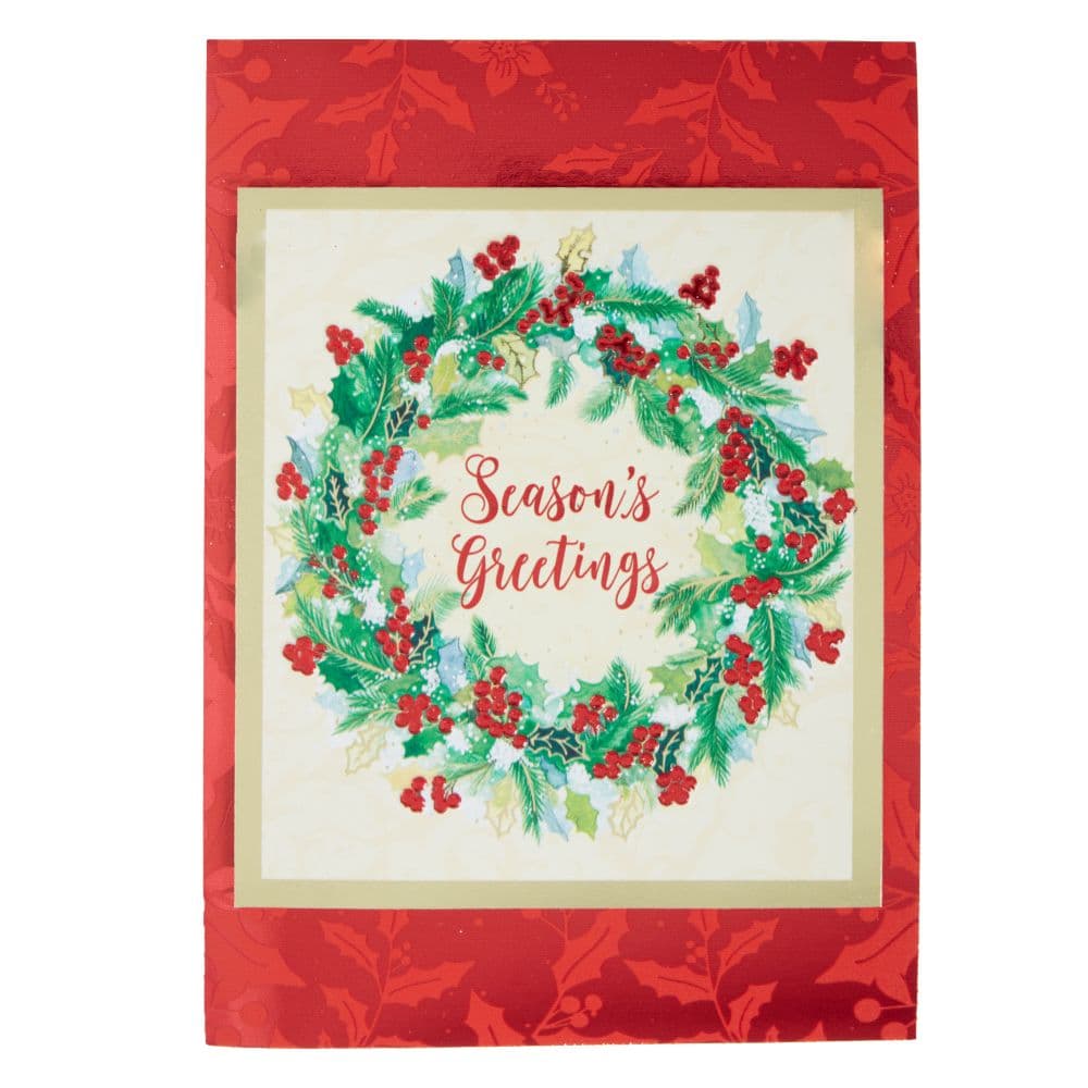 Holly Berry Wreath 8 Count Boxed Christmas Cards First Alternate Image width="1000" height="1000"