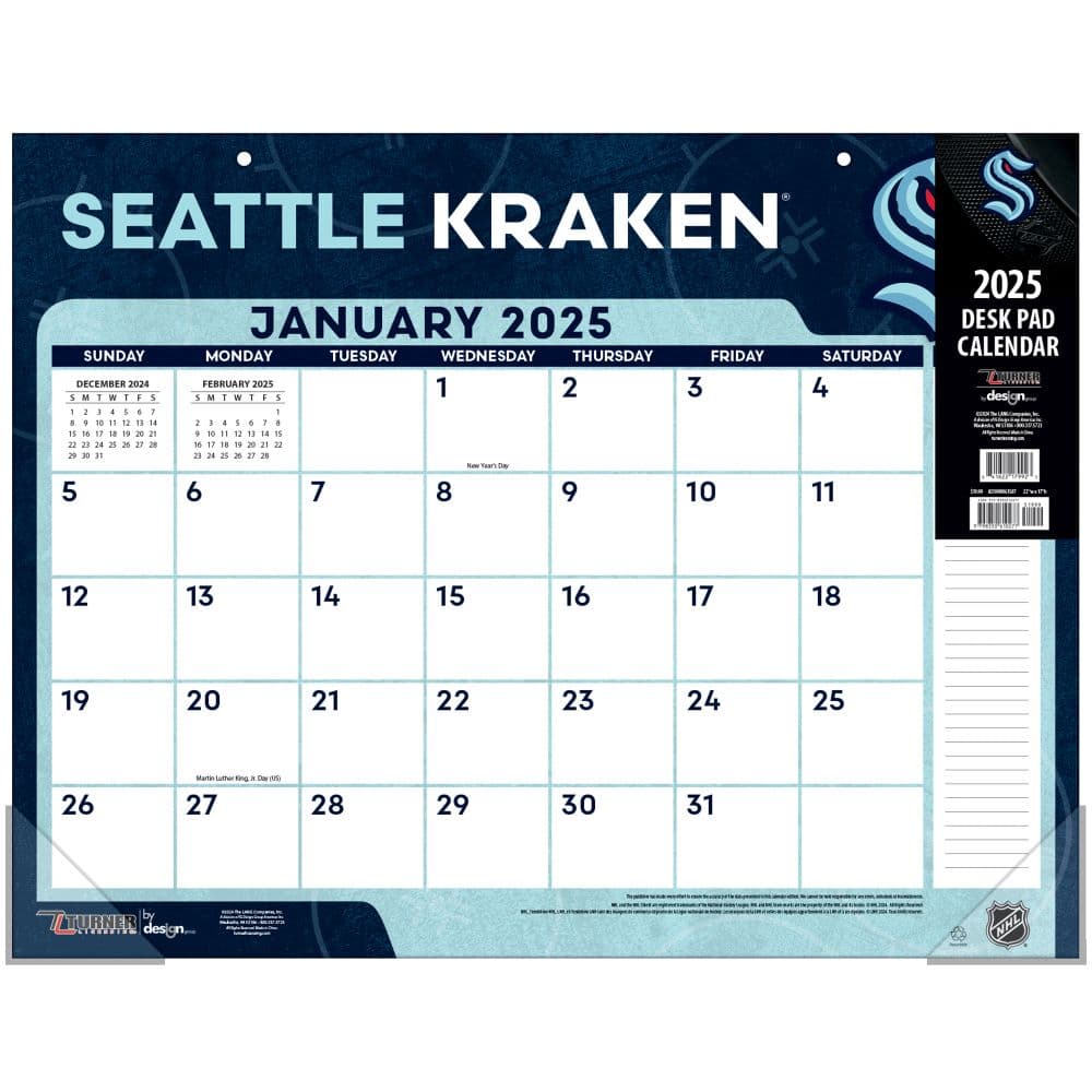 NHL Seattle Kraken 2025 Desk Pad Main Product Image