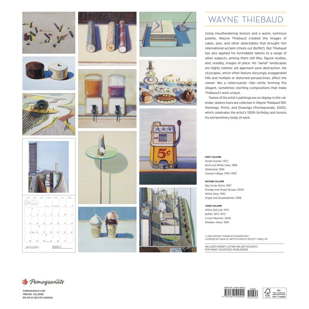 Thiebaud 2025 Wall Calendar First Alternate Image width="1000" height="1000"