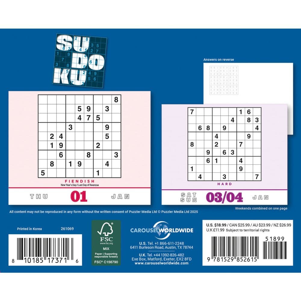 Sudoku 2026 Desk Calendar First Alternate Image