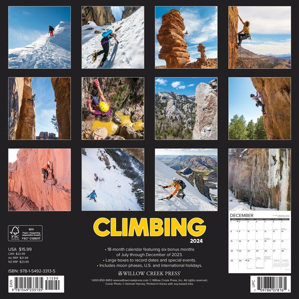 Rock Climbing 2024 Wall Calendar