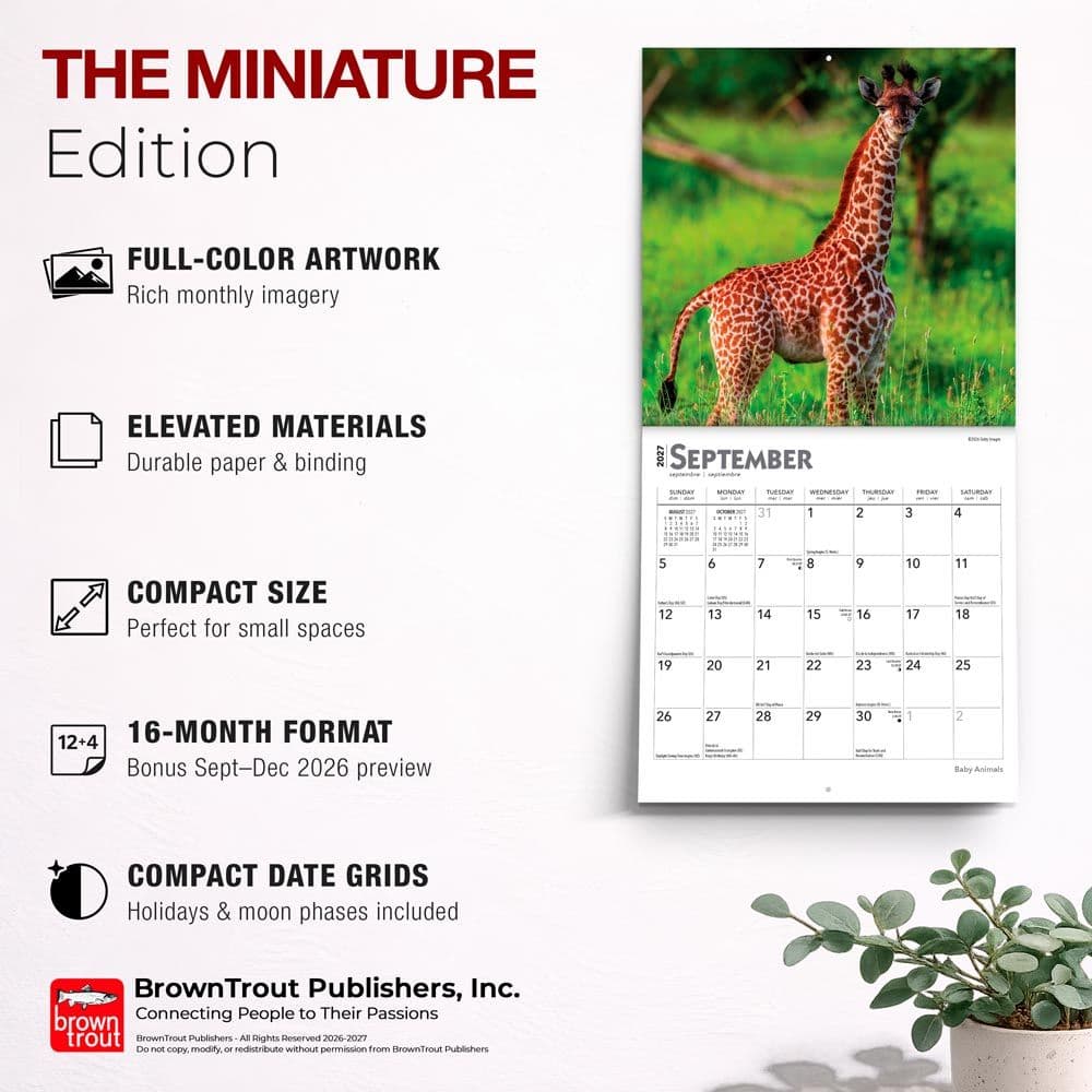 Baby Animals 2027 Mini Wall Calendar Fifth Alternate Image