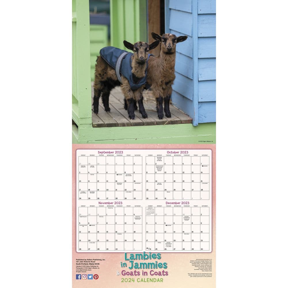 Lambies in Jammies 2025 Wall Calendar