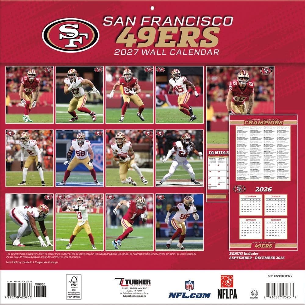 NFL San Francisco 49ers 2027 Wall Calendar First Alternate Image