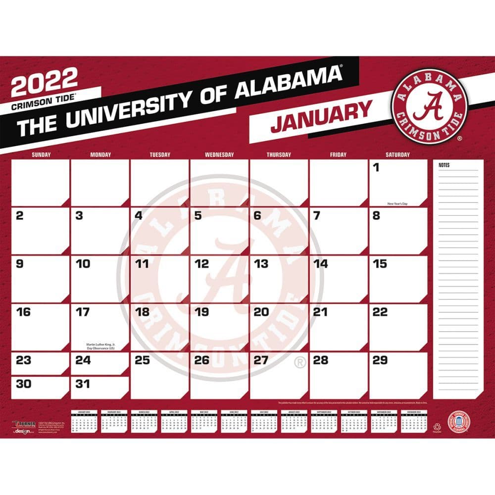 Alabama Crimson Tide 2022 Desk Pad Calendar - Calendars.com