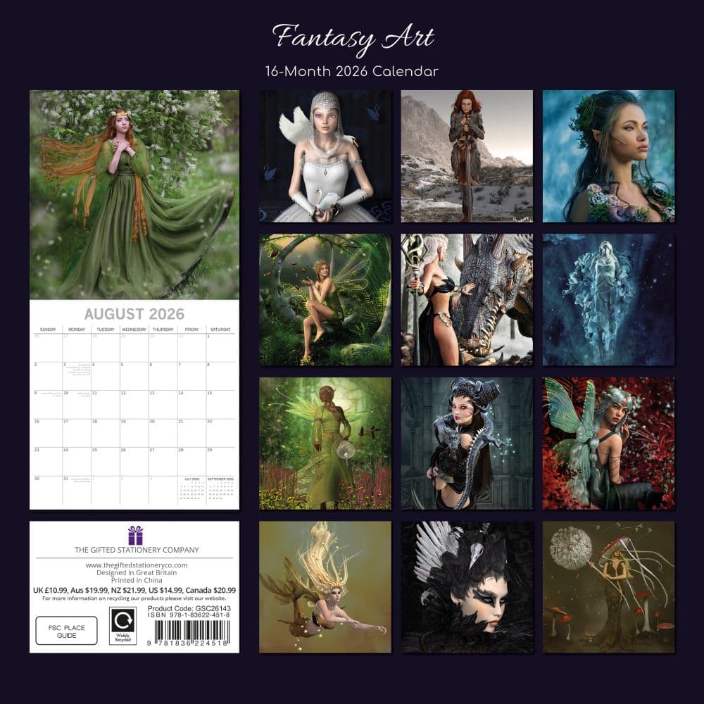 Fantasy Art 2026 Wall Calendar First Alternate Image