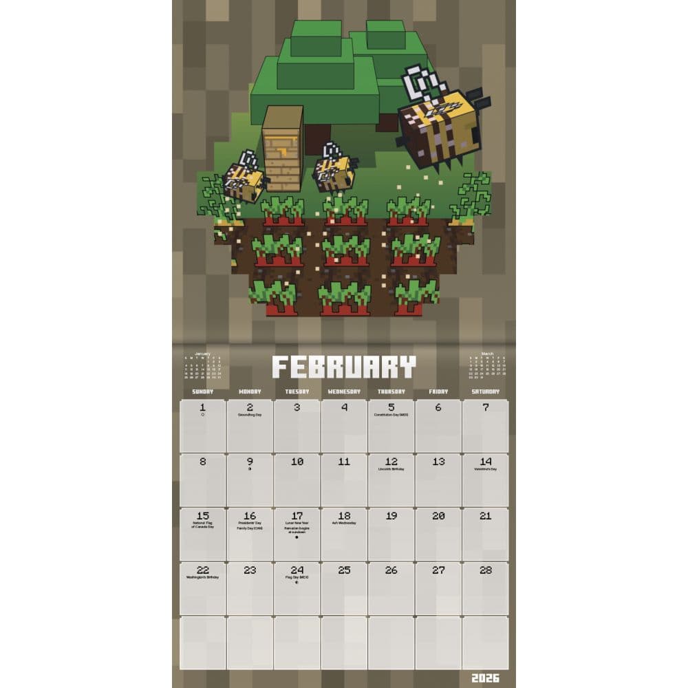 Minecraft 2026 Mini Wall Calendar Third Alternate Image