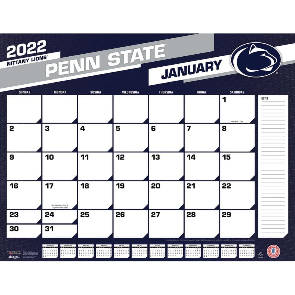 Penn State 2022 Calendar Penn State Nittany Lions 2022 Desk Pad Calendar - Calendars.com