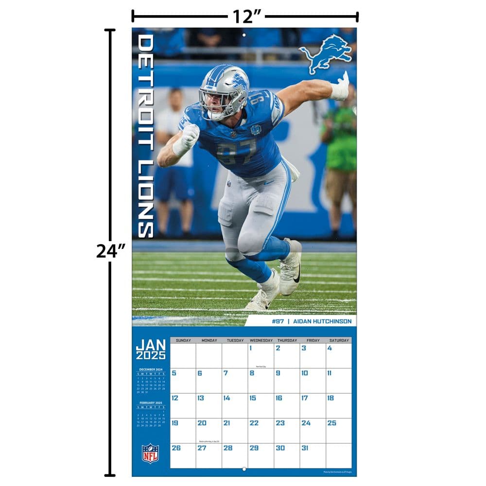 NFL Detroit Lions 2025 Wall Calendar Fifth Alternate Image width="1000" height="1000"