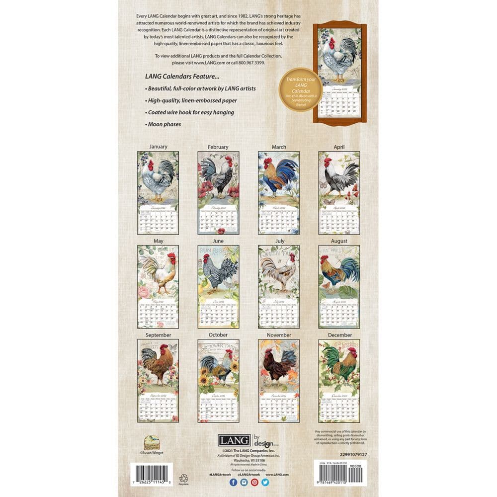 Proud Rooster 2022 Vertical Wall Calendar - Calendars.com