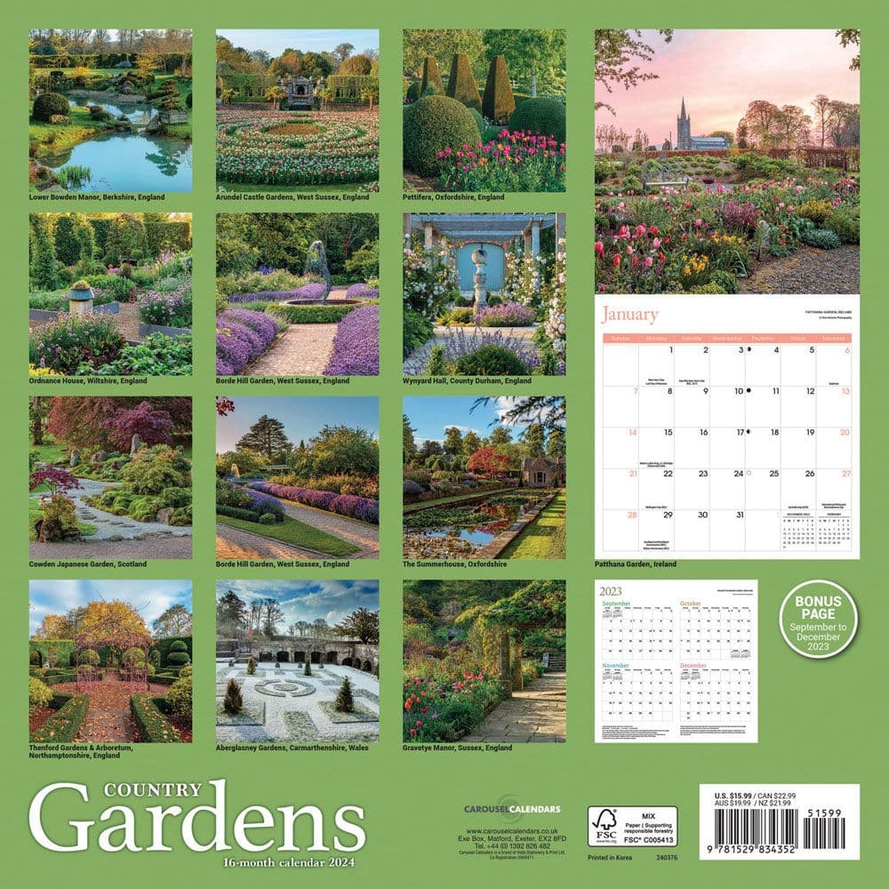 Country Gardens 2024 Wall Calendar