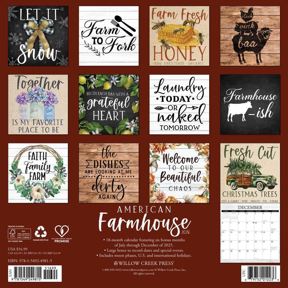 American Farmhouse 2026 Wall Calendar First Alternate Image
