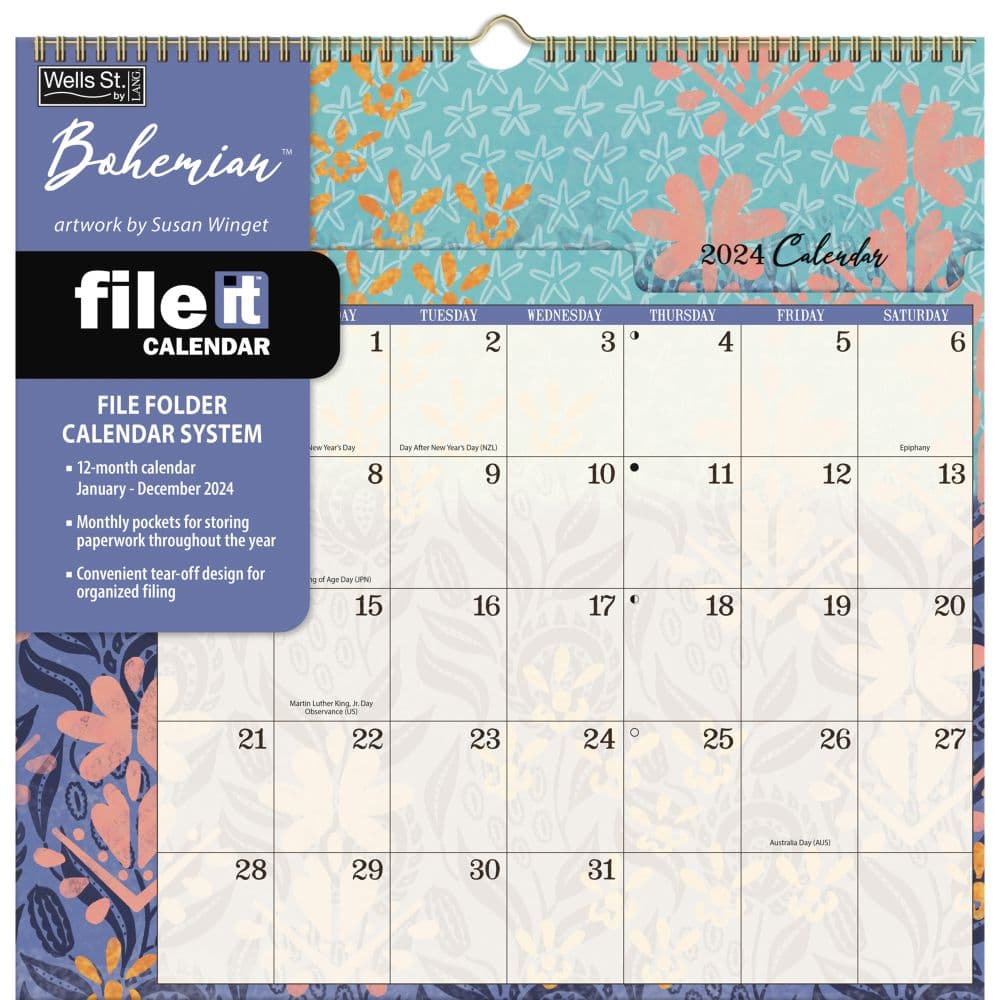 Bohemian File It 2024 Wall Calendar