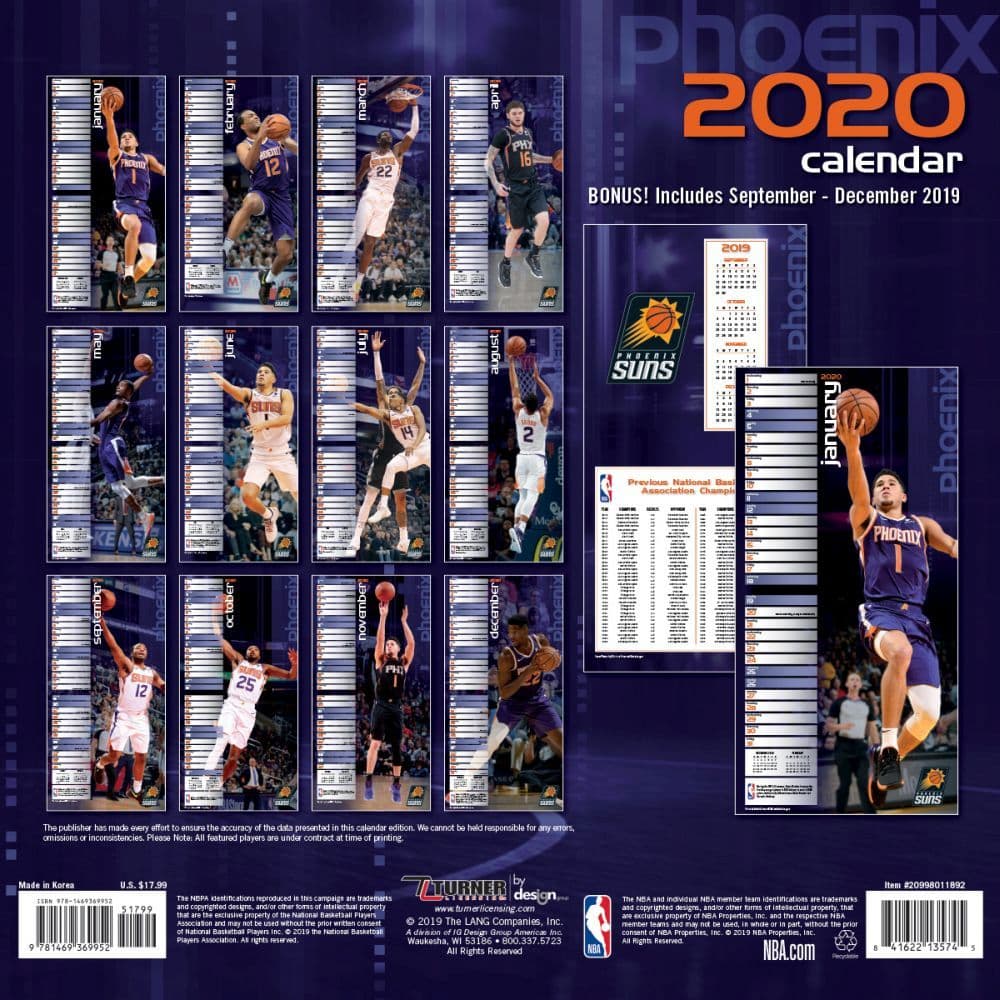 Phoenix Suns Team Wall Calendar