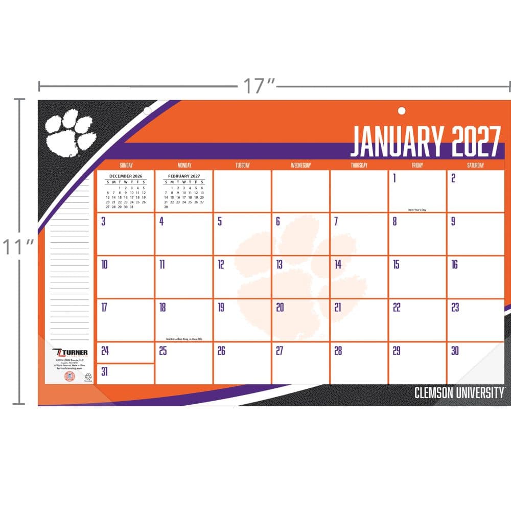 Clemson Tigers 2027 Desk Pad 17" X 11" Third Alternate Image