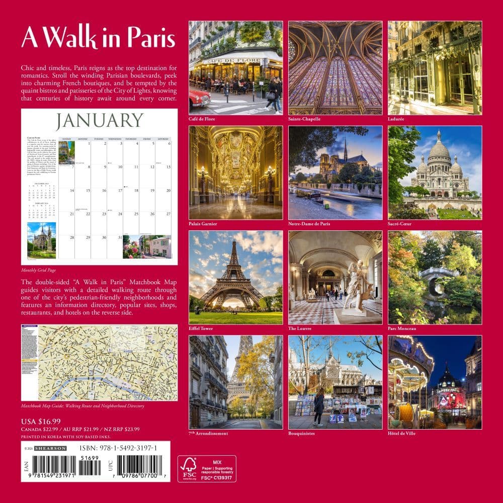 Walk in Paris 2025 Wall Calendar