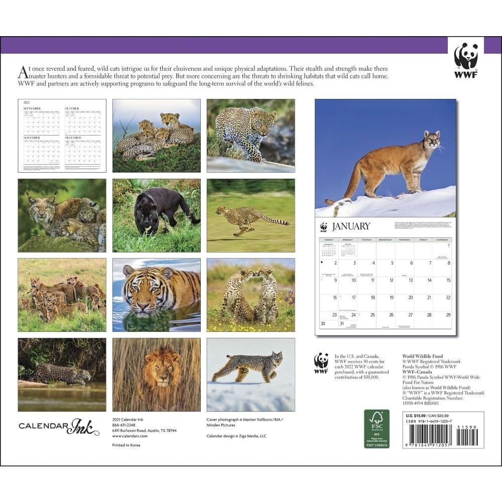 Wild Cats Wwf 2022 Wall Calendar - Calendars.com