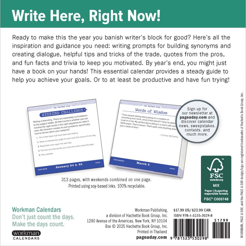 Writers Year 2026 Desk Calendar First Alternate Image