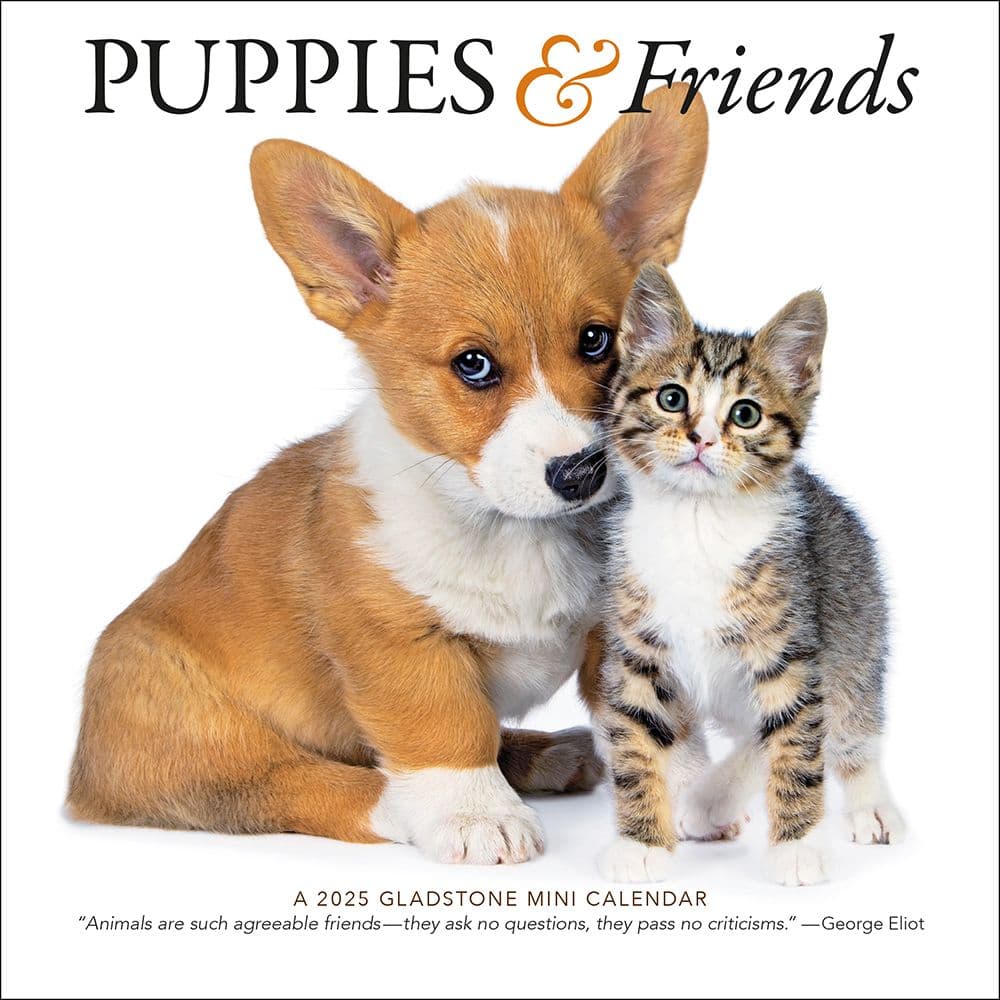 Puppies and Friends 2025 Mini Wall Calendar Main Image