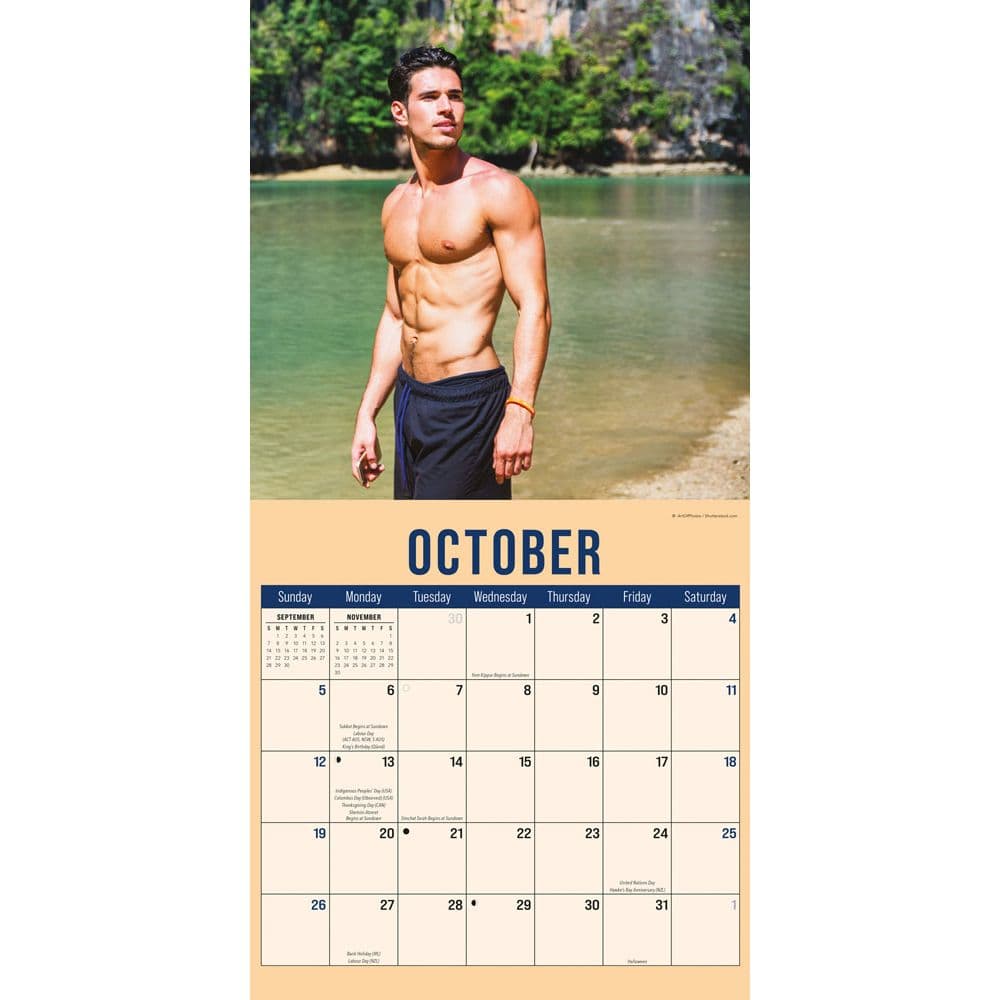 Hunks in Trunks 2025 Wall Calendar