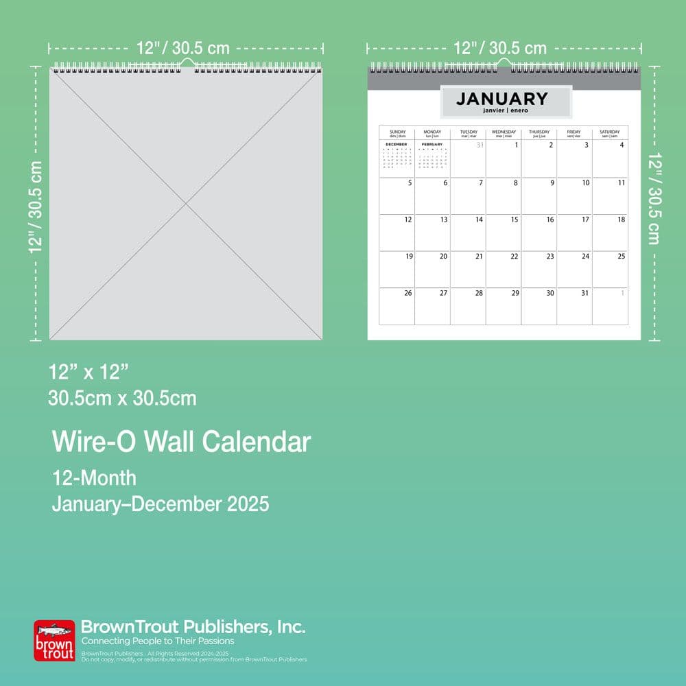 Ebony And Ivory Spiral 2025 Wall Calendar Seventh Alternate Image