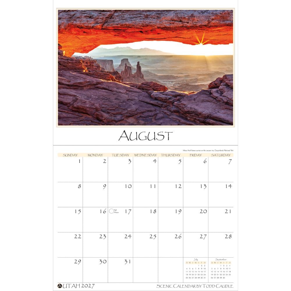 Utah 2027 Wall Calendar Second Alternate Image