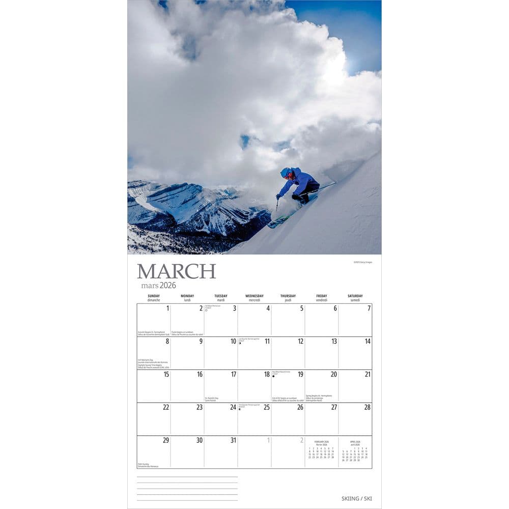 Skiing 2026 Wall Calendar Second Alternate Image