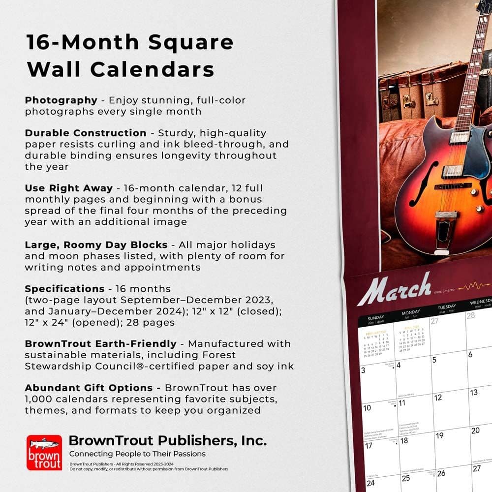 Electric Guitars 2024 Wall Calendar Fourth Alternate Image width=&quot;1000&quot; height=&quot;1000&quot;