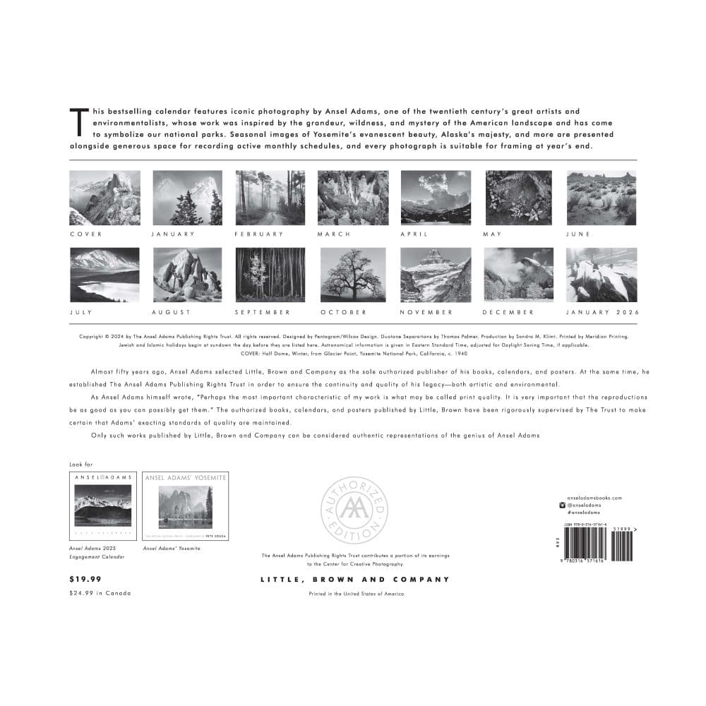 Ansel Adams 2025 Wall Calendar First Alternate Image