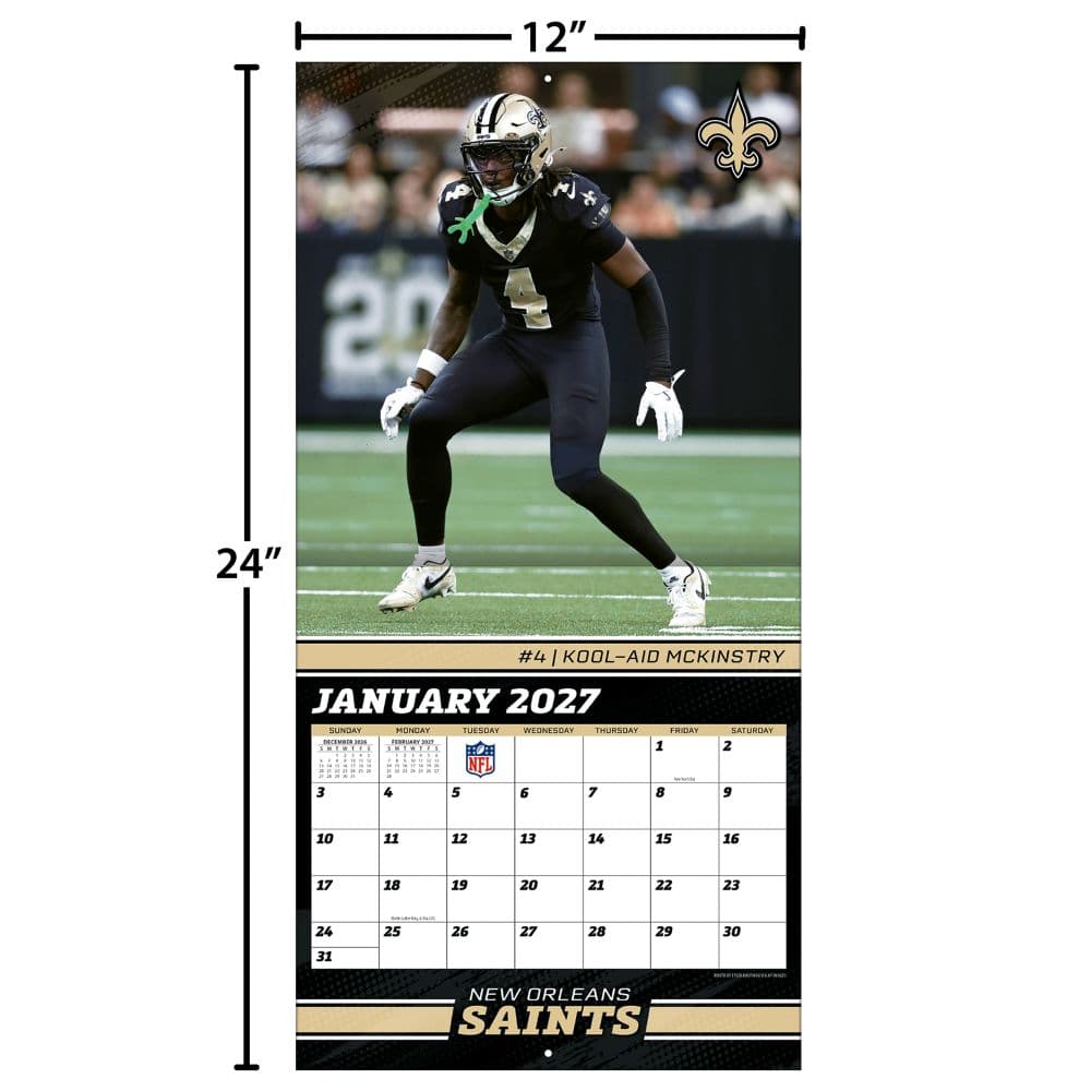 NFL New Orleans Saints 2027 Wall Calendar Fourth Alternate Image
