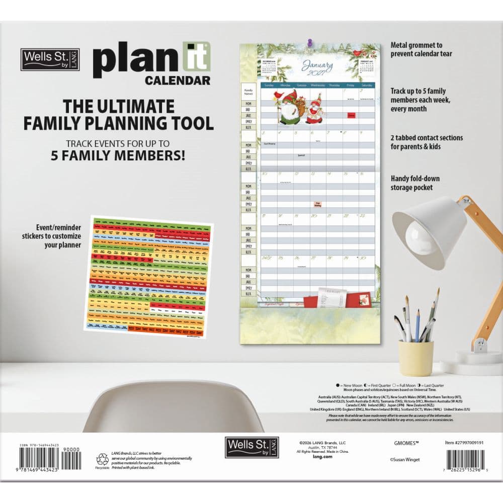 Gnomes 2027 Plan It Wall Calendar by Susan Winget First Alternate Image