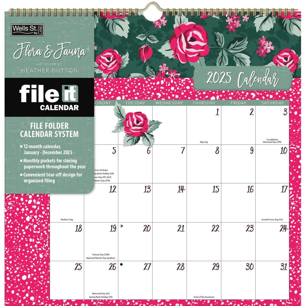 Flora and Fauna by Heather Dutton 2025 File It Wall Calendar_Main Image